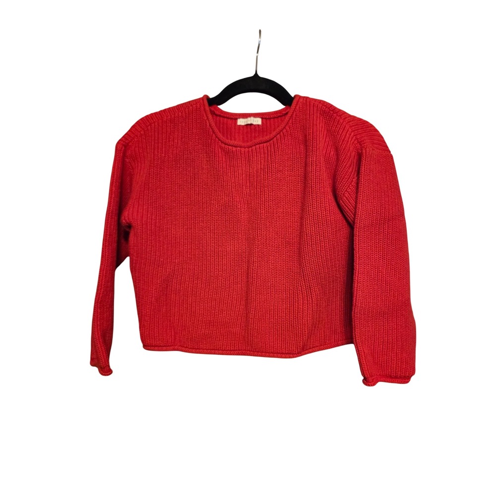 Copper Key Sweater Women L Red Cropped Shaker Knit Cotton y2k CK8400SWR